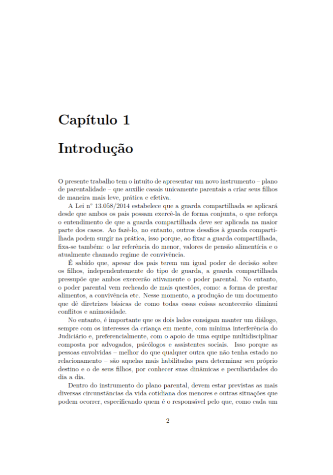 Terceira página da tese sobre Plano Parental